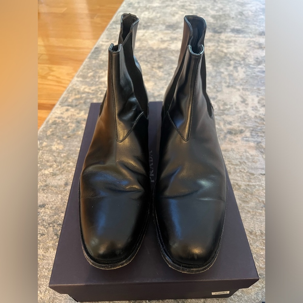 Men’s Prada Chelsea Boots in Black, Size 12. Gently worn in great condition